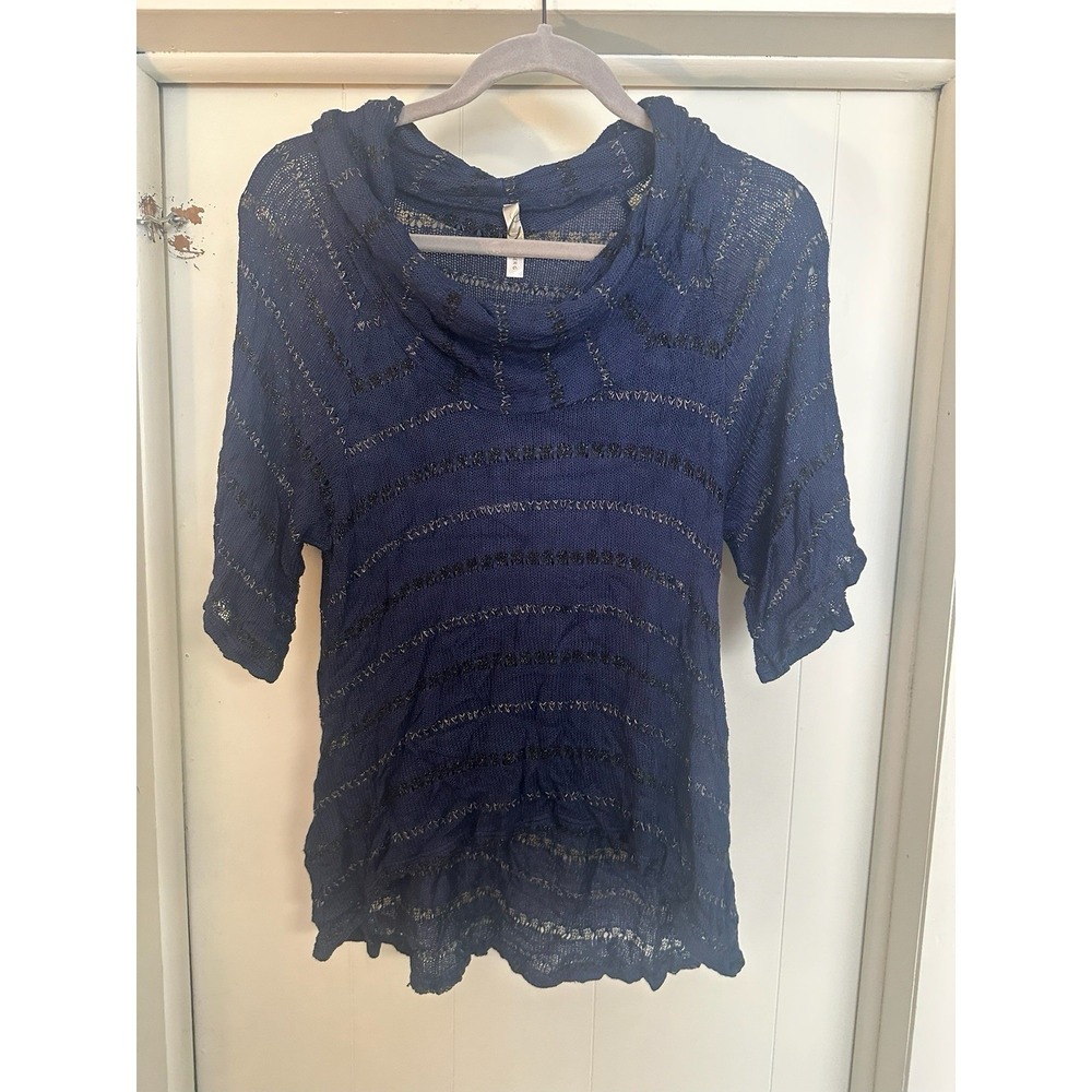 Ginger G ope‎ knit Sweater Women's Small Navy Sapphire black Stripes